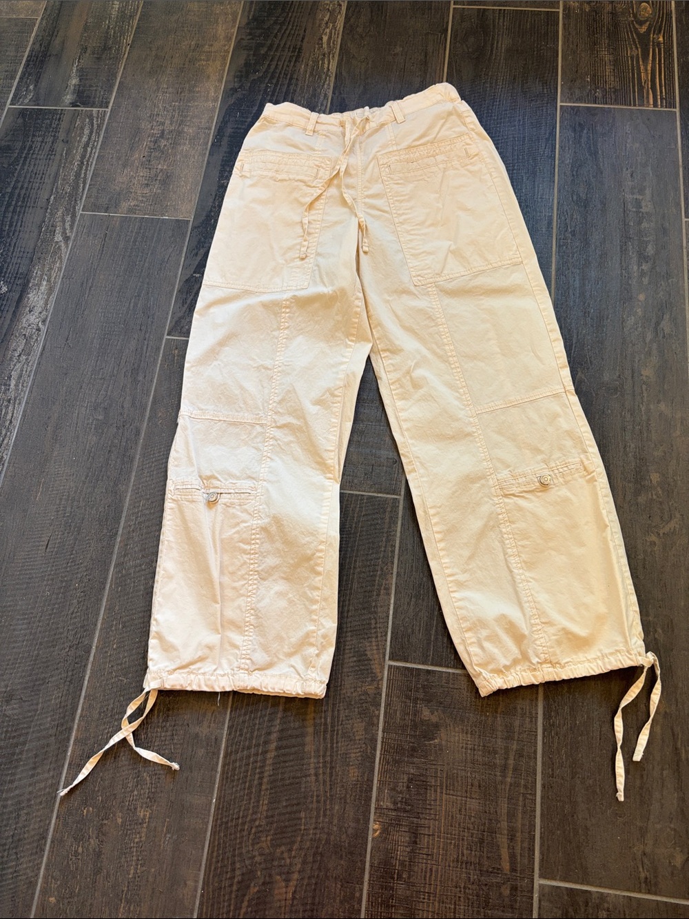 Habitual Light Cream Cargo Drawstring Hem Pants